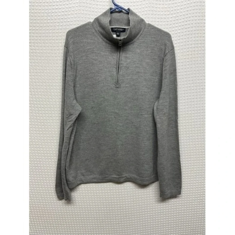 Banana Republic Gray Knit 1/4 Zip MockNeck Sweater Pullover Men XL China